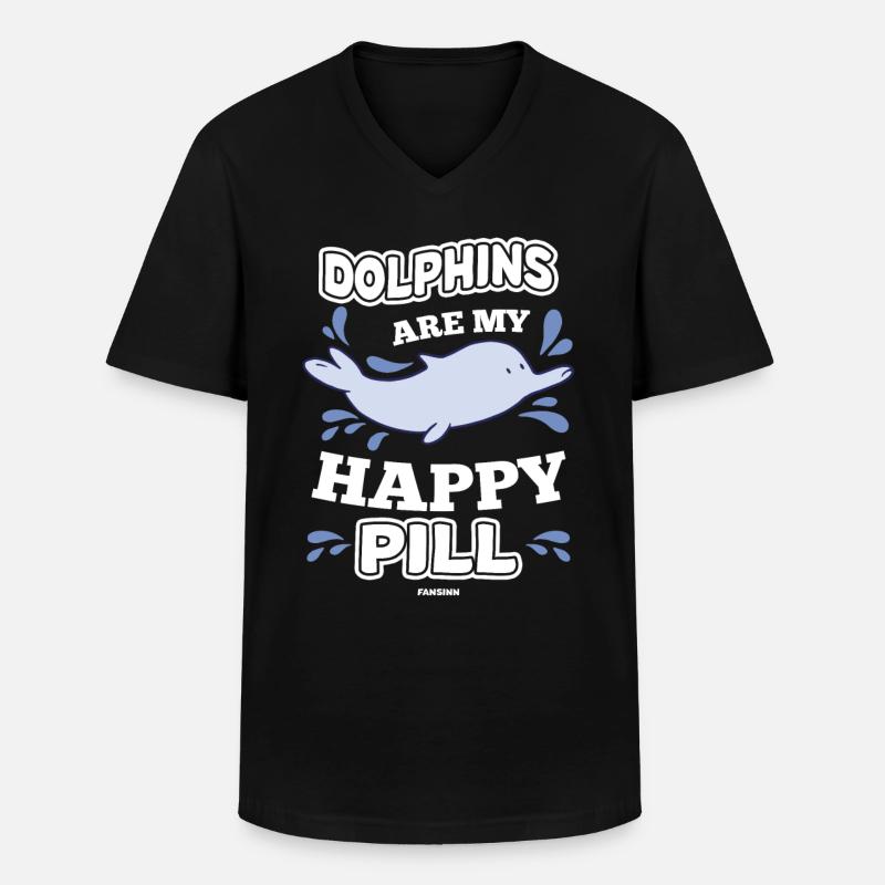 Delfin - Männer-T-Shirt mit V-Ausschnitt - Schwarz