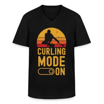 Curling Mode on retro vintage - Männer-T-Shirt mit V-Ausschnitt - Schwarz - Vorne - AI Model Male 178 dark (178cm)