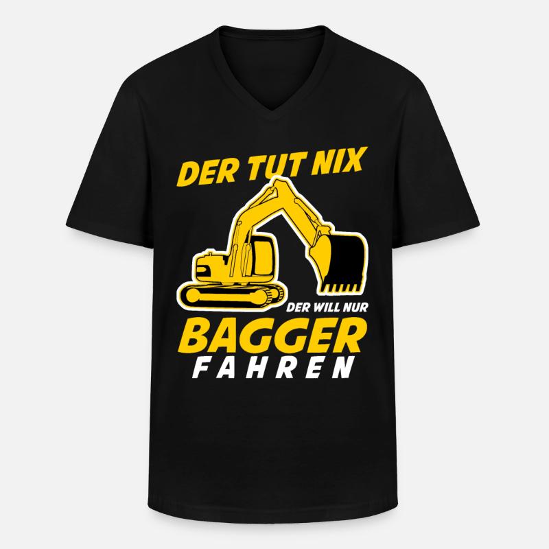 Bagger Witz Baustelle Baggerfahrer - Männer-T-Shirt mit V-Ausschnitt - Schwarz
