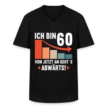 Ich bin 60 Ab jetzt gehts abwärts 60 Geburtstag - Männer-T-Shirt mit V-Ausschnitt - Schwarz - Vorne - AI Model Male 178 dark (178cm)