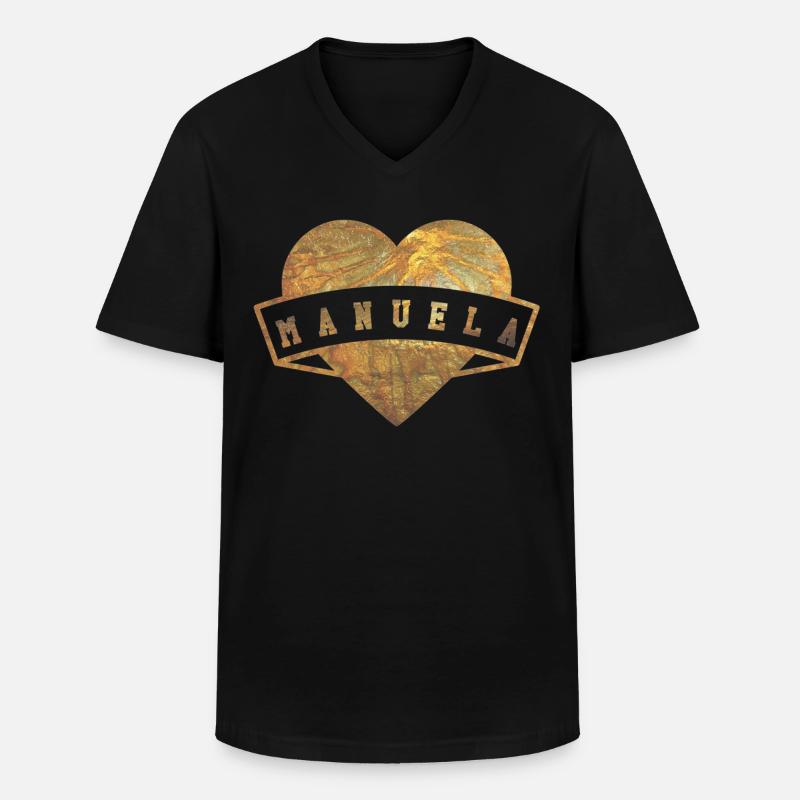 Manuela Herzen Gold - Männer-T-Shirt mit V-Ausschnitt - Schwarz