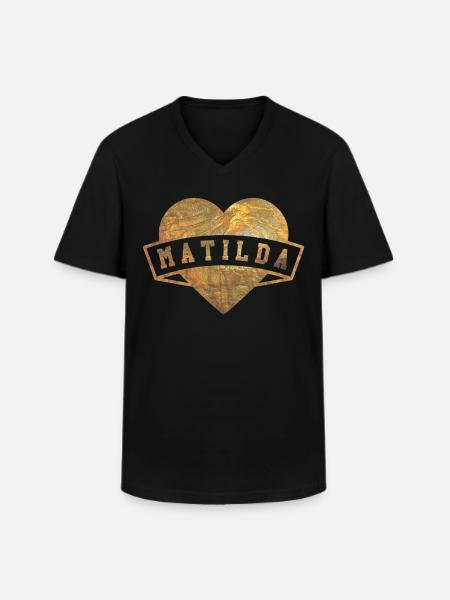 Matilda Hearts Gold - Men's V-Neck T-Shirt - black