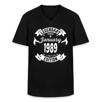 Legendär seit Januar 1989 - Männer-T-Shirt mit V-Ausschnitt - Schwarz - Vorne - AI Model Male 178 dark (178cm)