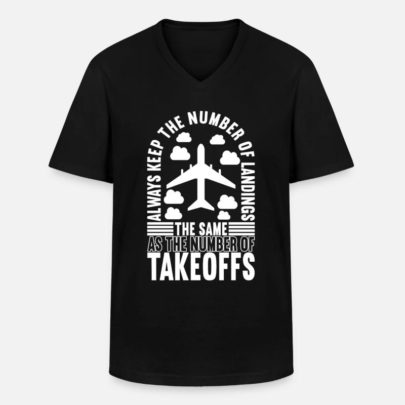 Pilot Flugzeug - Männer-T-Shirt mit V-Ausschnitt - Schwarz