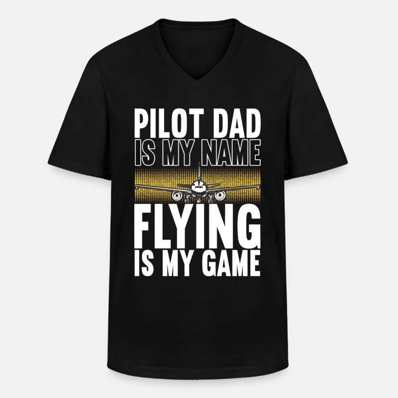 Pilot Flugzeug - Männer-T-Shirt mit V-Ausschnitt - Schwarz