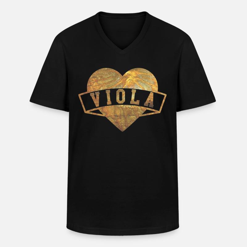 Viola Herzen Gold - Männer-T-Shirt mit V-Ausschnitt - Schwarz