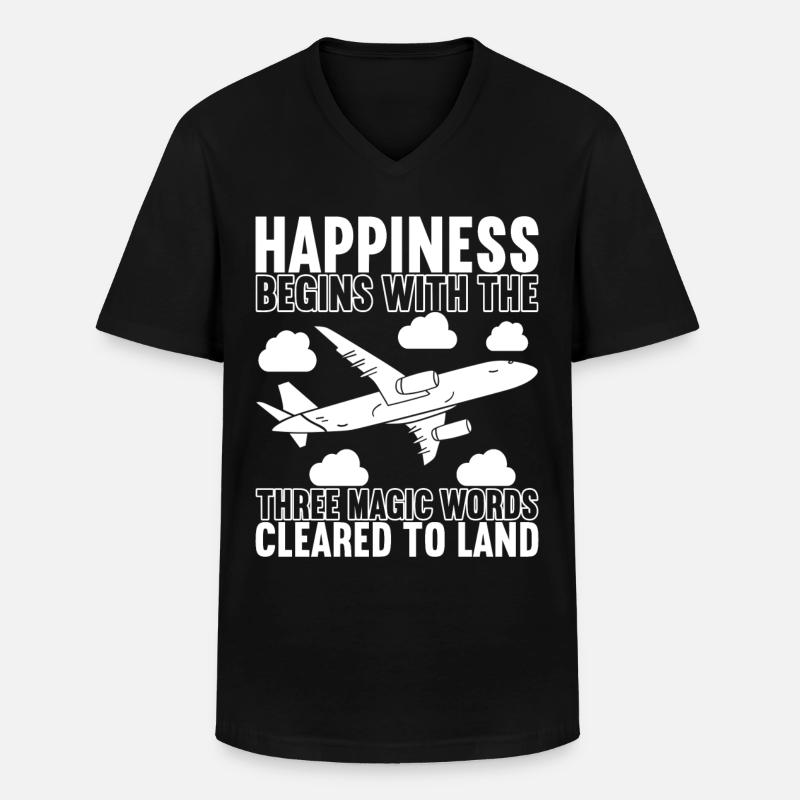 Pilot Flugzeug - Männer-T-Shirt mit V-Ausschnitt - Schwarz
