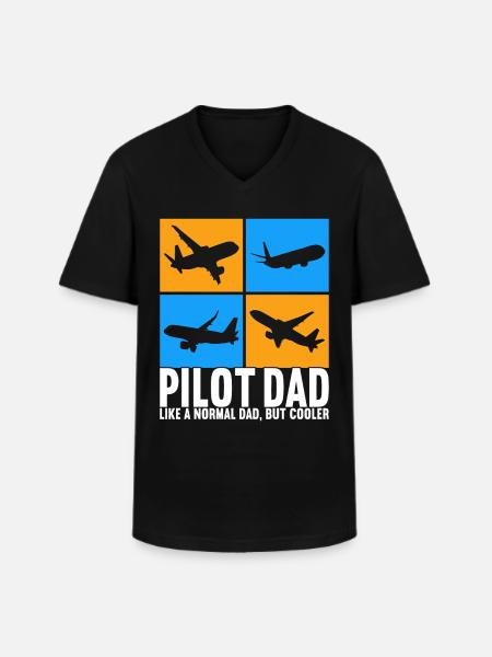 Pilot Flugzeug - Männer-T-Shirt mit V-Ausschnitt - Schwarz