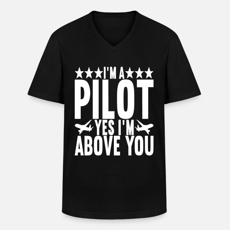 Pilot Flugzeug - Männer-T-Shirt mit V-Ausschnitt - Schwarz