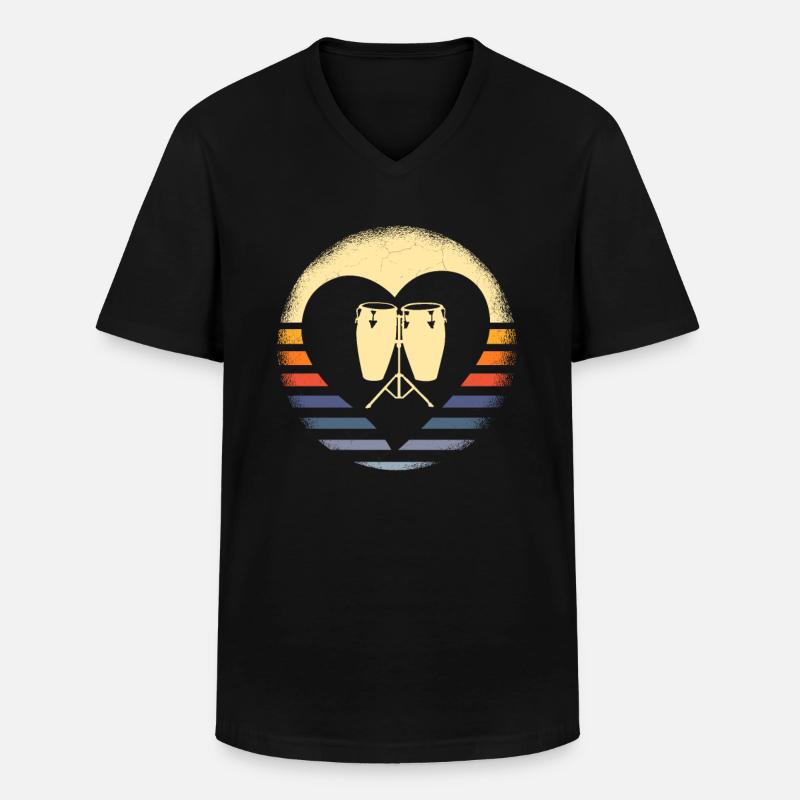 Konga Musiker - Männer-T-Shirt mit V-Ausschnitt - Schwarz