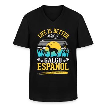 Das Leben ist besser mit einem Galgo Espanol - Männer-T-Shirt mit V-Ausschnitt - Schwarz - Vorne - AI Model Male 178 dark (178cm)