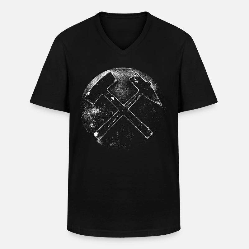 Bergmann Kumpel Hammer Eisen - Männer-T-Shirt mit V-Ausschnitt - Schwarz