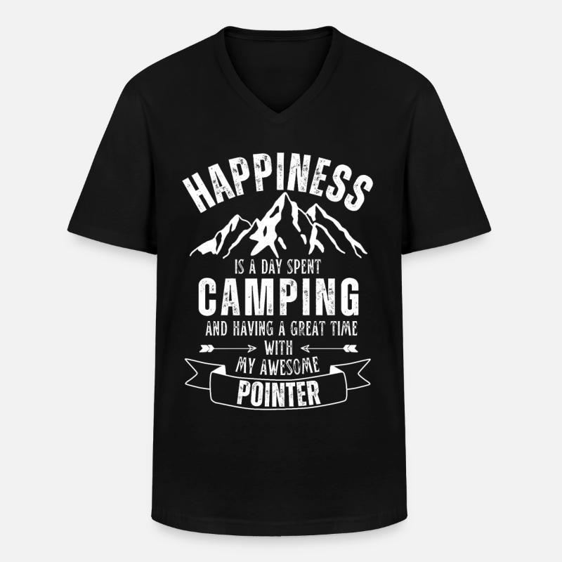 Camping et Pointer - T-shirt col V Homme - noir