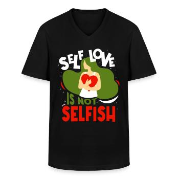 Self-love is not selfish Love Selfish - Men's V-Neck T-Shirt - black - Front - AI Model Male 178 dark (178cm)