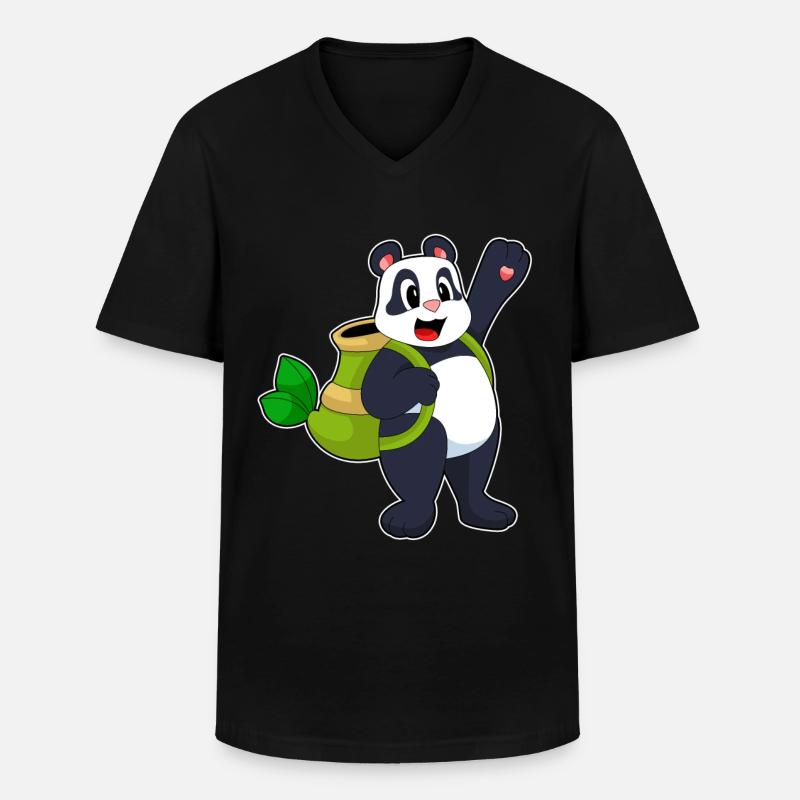 Panda Bamboo Backpack - Men's V-Neck T-Shirt - black