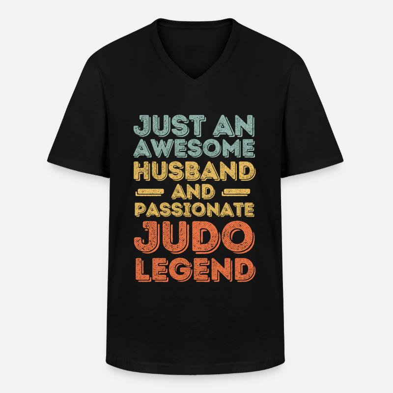Ehemann Judo Legende Retro - Männer-T-Shirt mit V-Ausschnitt - Schwarz