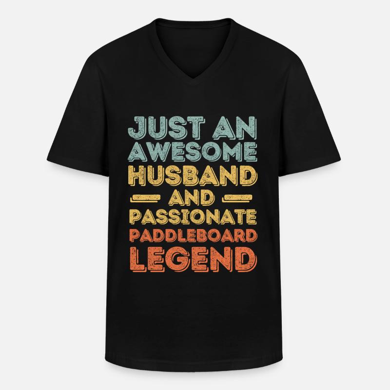 Ehemann Paddleboard retro - Männer-T-Shirt mit V-Ausschnitt - Schwarz