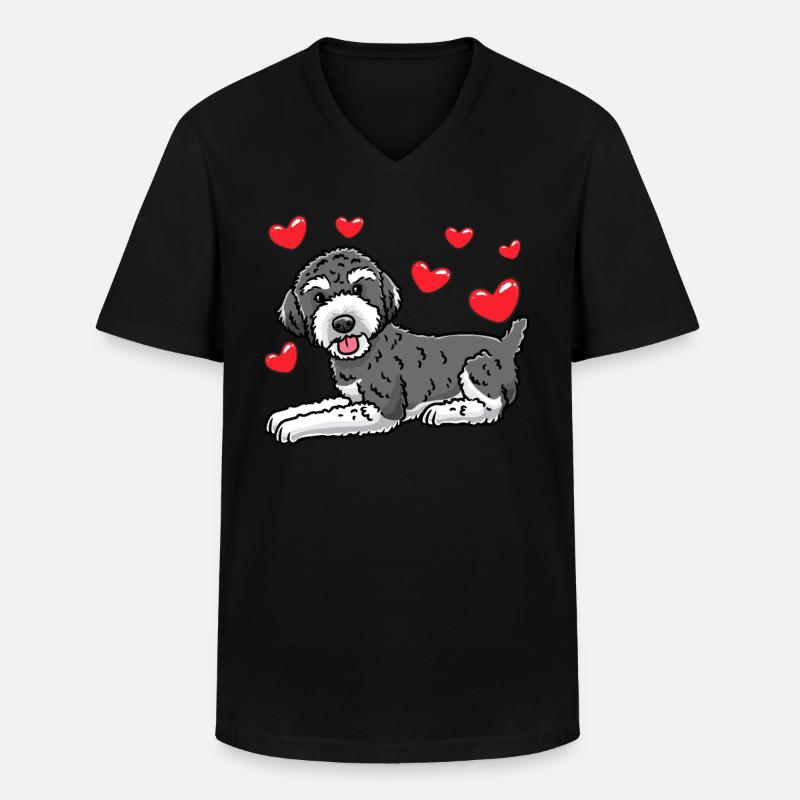 Schnoodle Hund - Männer-T-Shirt mit V-Ausschnitt - Schwarz