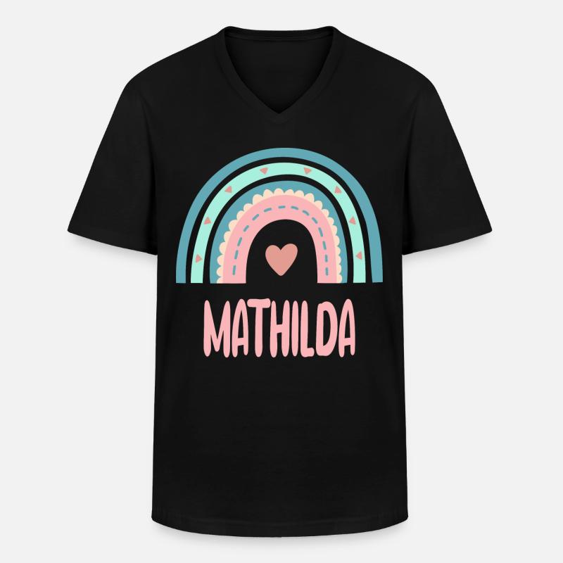 Mathilda Name Regenbogen Baby - Männer-T-Shirt mit V-Ausschnitt - Schwarz