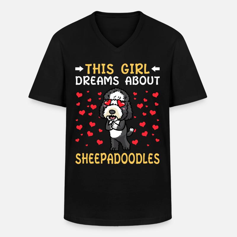 Sheepadoodle Hund - Männer-T-Shirt mit V-Ausschnitt - Schwarz