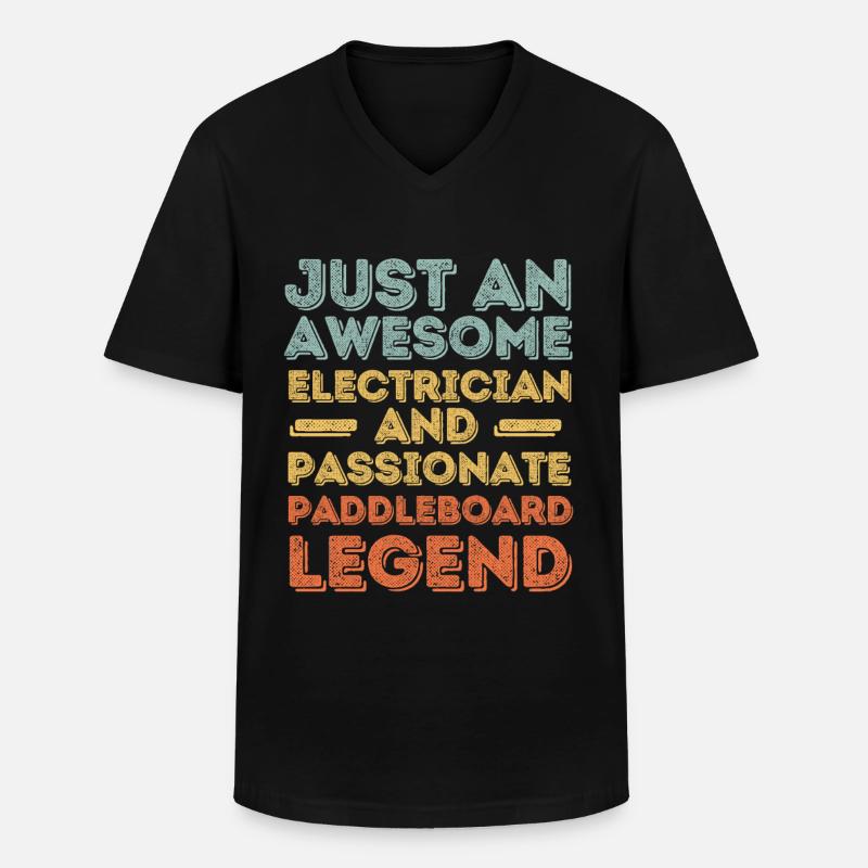 Elektriker Paddleboard retro - Männer-T-Shirt mit V-Ausschnitt - Schwarz