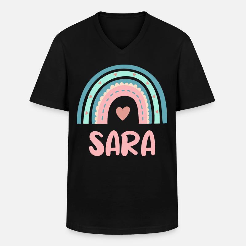 Sara Nome Rainbow Baby - Maglietta da uomo classica con scollo a V - nero