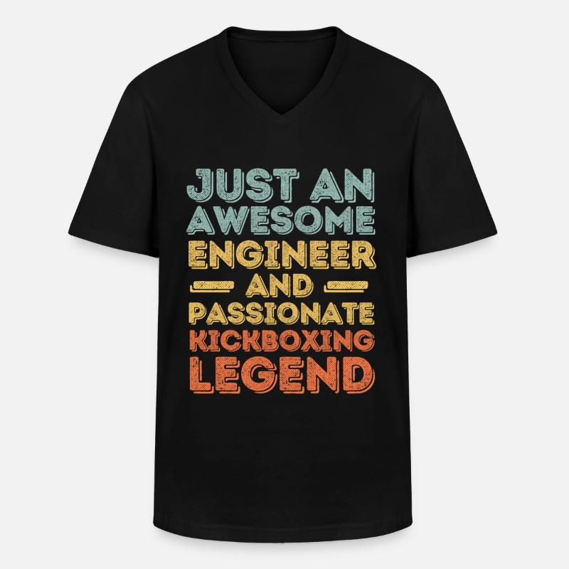 Engineer kickboxing retro - Men's V-Neck T-Shirt - black