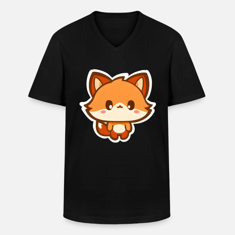 Fuchs - Männer-T-Shirt mit V-Ausschnitt - Schwarz
