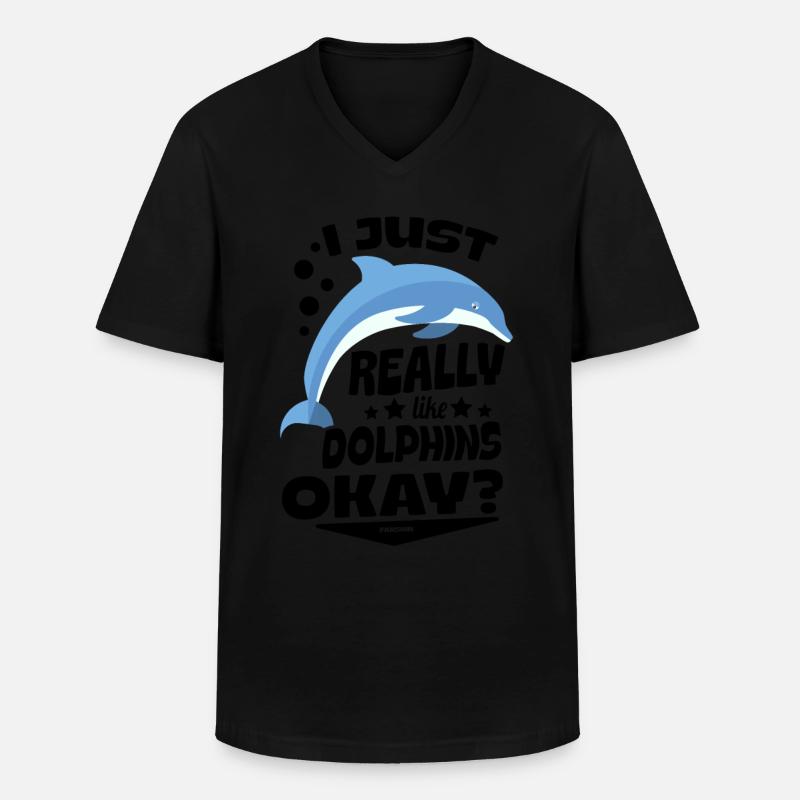 Delfin - Männer-T-Shirt mit V-Ausschnitt - Schwarz