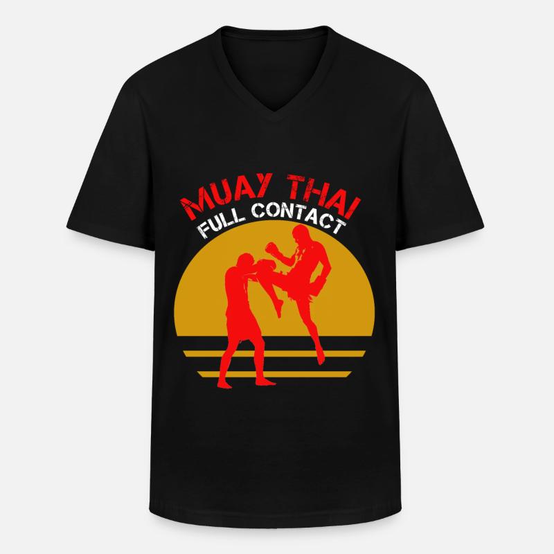 Muay Thai - Männer-T-Shirt mit V-Ausschnitt - Schwarz