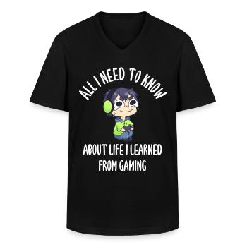 All I Need To Know About Life Gaming - Männer-T-Shirt mit V-Ausschnitt - Schwarz - Vorne - AI Model Male 178 dark (178cm)
