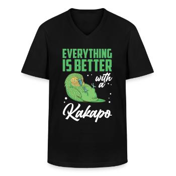 Alles besser mit Kakapo flugunfähiger Kakapo - Männer-T-Shirt mit V-Ausschnitt - Schwarz - Vorne - AI Model Male 178 dark (178cm)