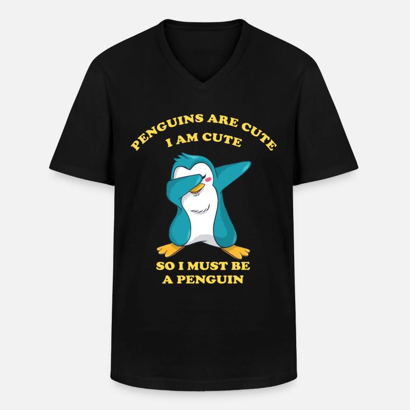 dabbing Pinguin - Männer-T-Shirt mit V-Ausschnitt - Schwarz