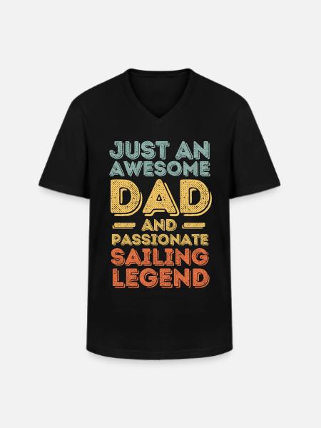 Dad sailing retro - Men's V-Neck T-Shirt - black
