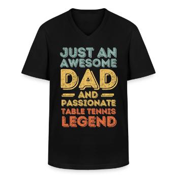Papa tennis de table rétro - T-shirt col V Homme - noir - Devant - AI Model Male 178 dark (178cm)