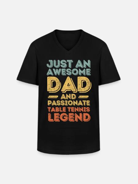 Papa tennis de table rétro - T-shirt col V Homme - noir
