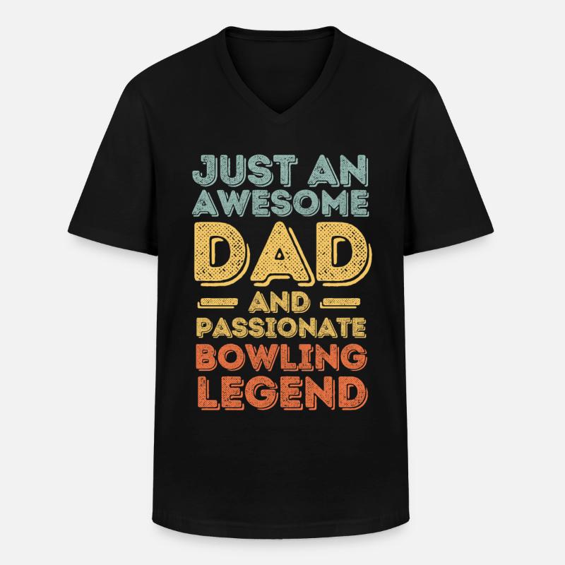 Papa Bowling retro - Männer-T-Shirt mit V-Ausschnitt - Schwarz