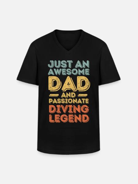 Dad diving retro - Men's V-Neck T-Shirt - black