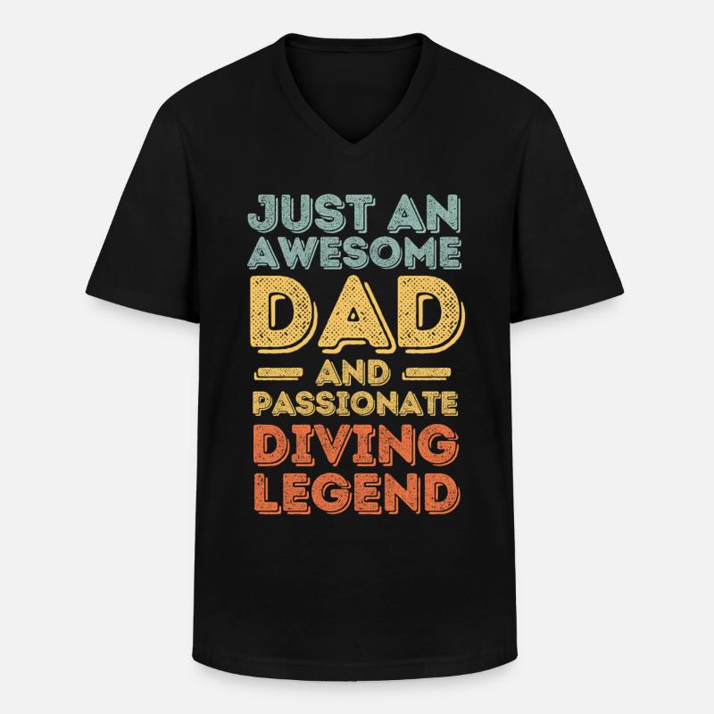 Papa Tauchen retro - Männer-T-Shirt mit V-Ausschnitt - Schwarz