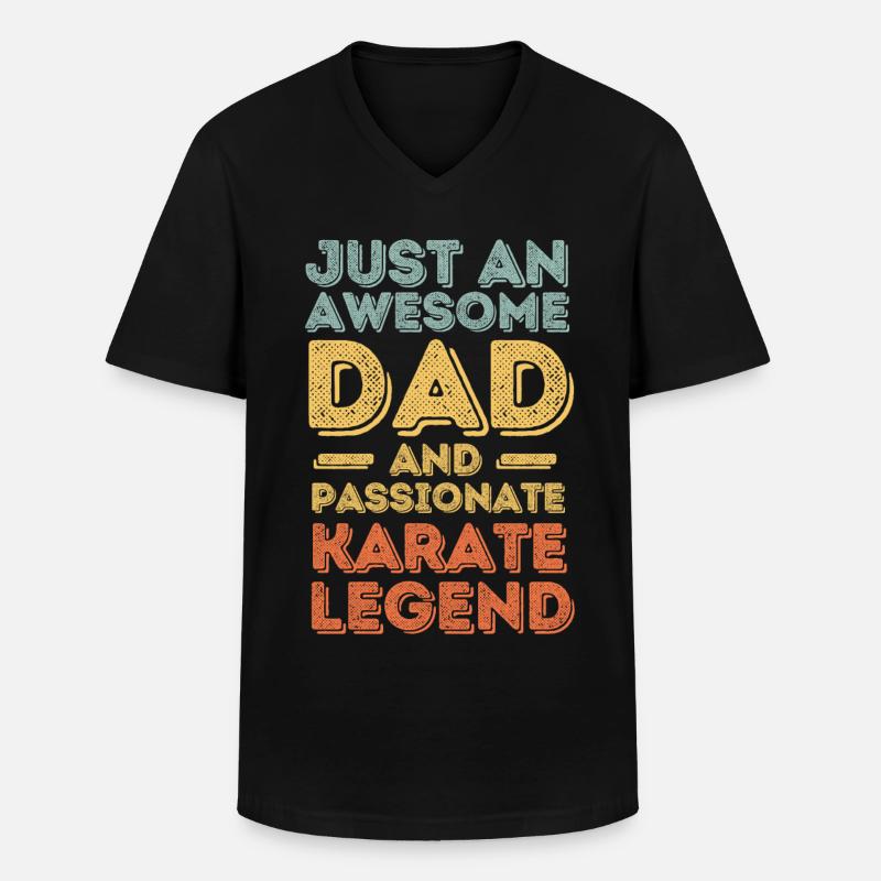 Papa Karate retro - Männer-T-Shirt mit V-Ausschnitt - Schwarz