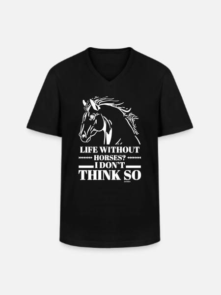 Life Without Horses - Männer-T-Shirt mit V-Ausschnitt - Schwarz