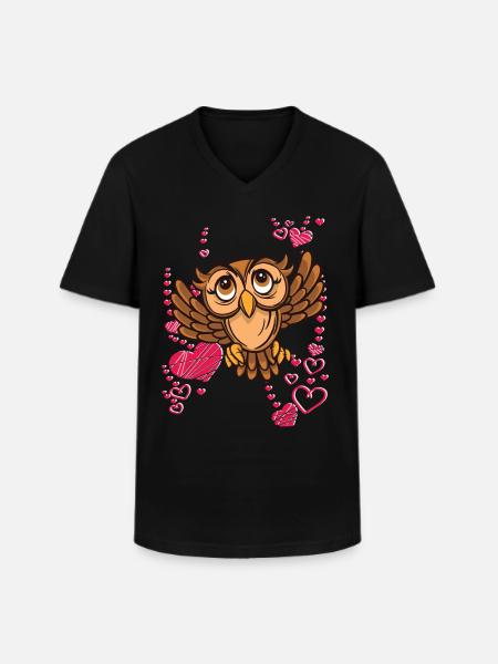 Ich liebe Eulen - Männer-T-Shirt mit V-Ausschnitt - Schwarz