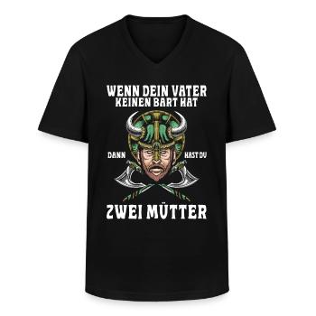 WENN DEIN VATER KEINEN BART HAT - Männer-T-Shirt mit V-Ausschnitt - Schwarz - Vorne - AI Model Male 178 dark (178cm)