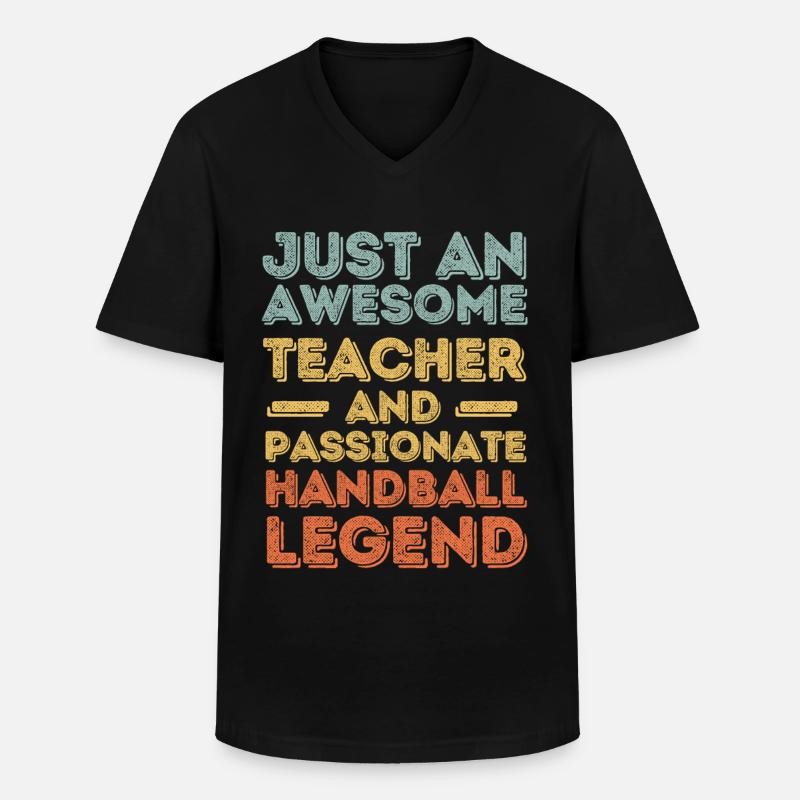 Lehrer Handball retro - Männer-T-Shirt mit V-Ausschnitt - Schwarz