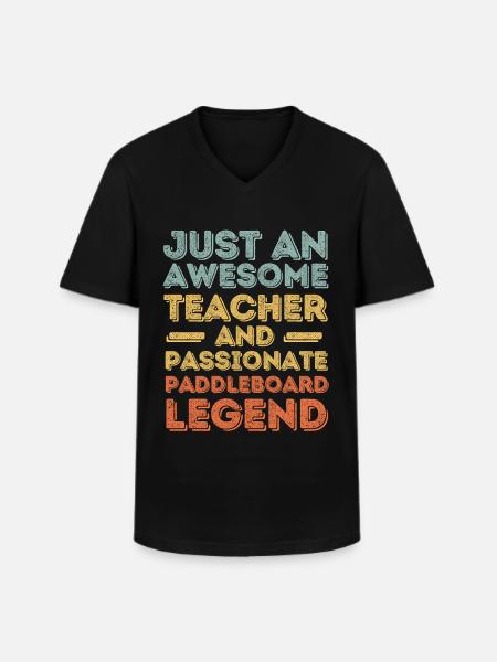 Teacher Paddleboard retro - Men's V-Neck T-Shirt - black