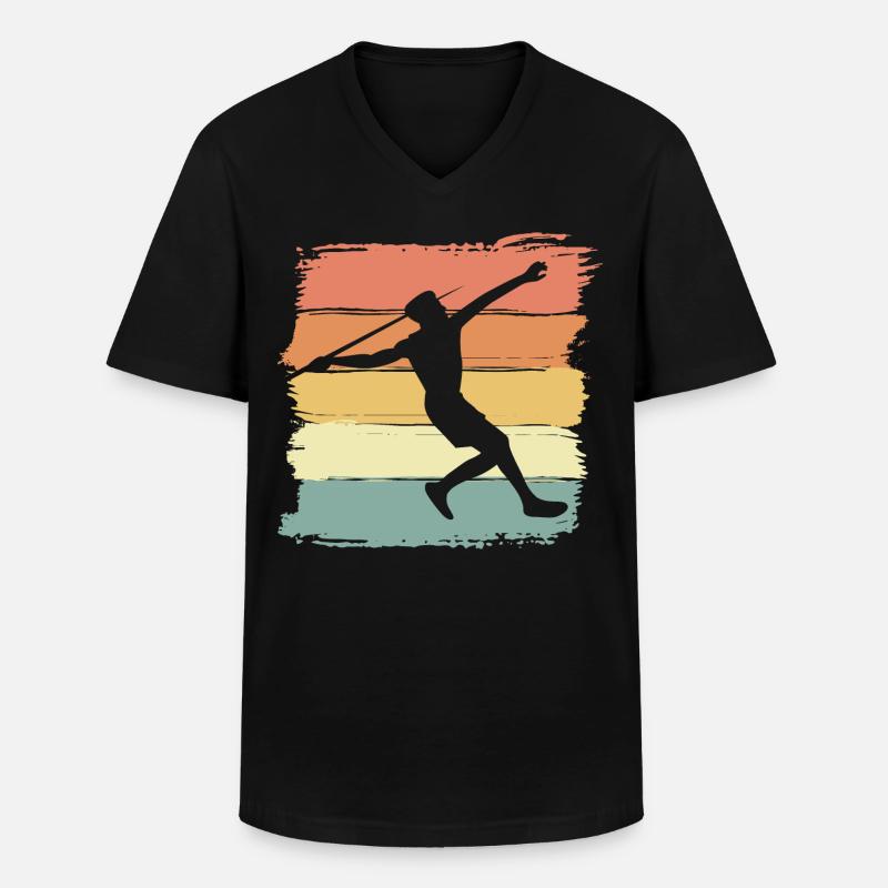 Speerwurf retro - Männer-T-Shirt mit V-Ausschnitt - Schwarz