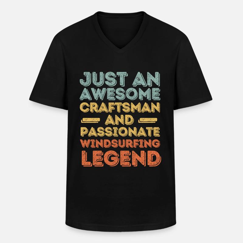 Handwerker Windsurfen retro - Männer-T-Shirt mit V-Ausschnitt - Schwarz