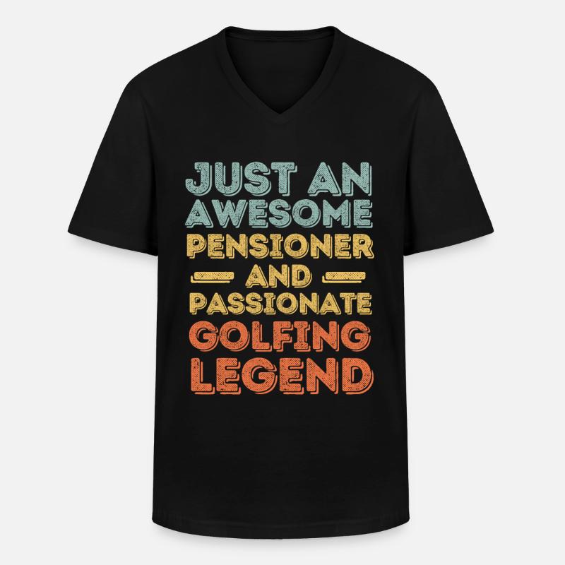 Rentner Golf retro - Männer-T-Shirt mit V-Ausschnitt - Schwarz