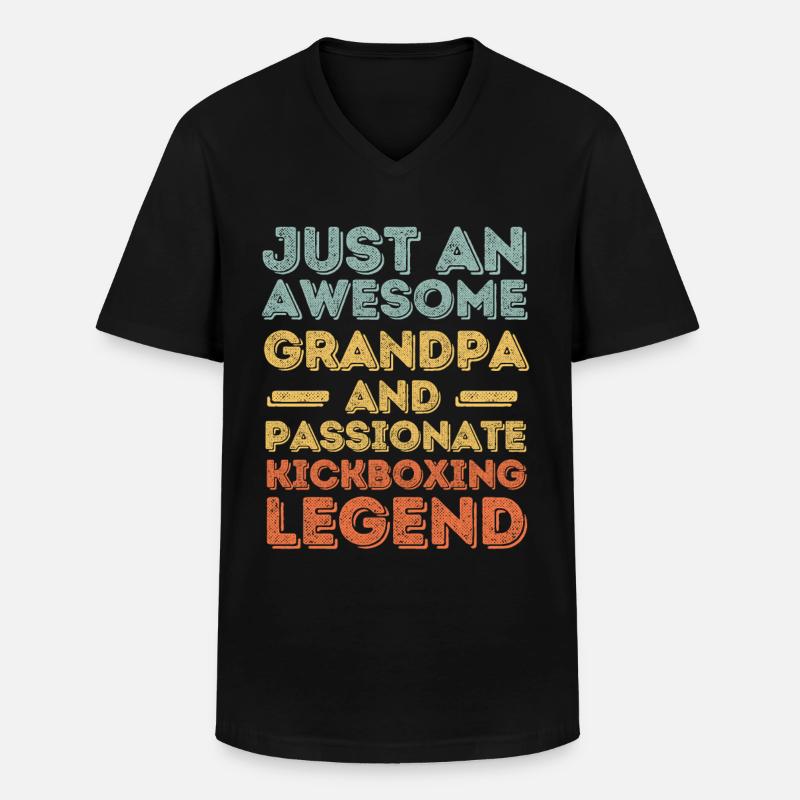 Opa Kickboxen retro - Männer-T-Shirt mit V-Ausschnitt - Schwarz