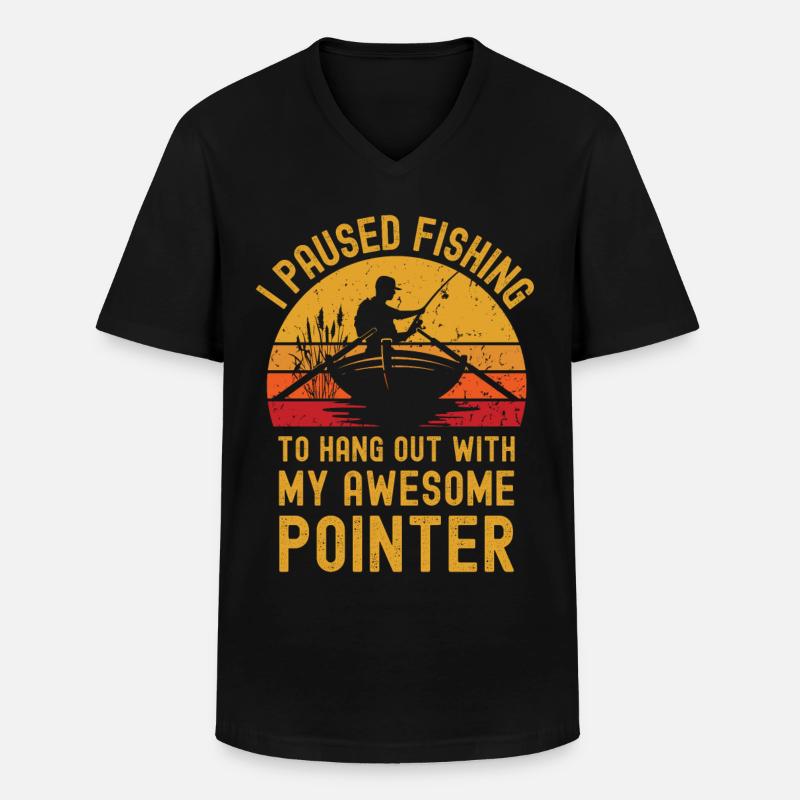 Angeln, Fischen und Pointer - Männer-T-Shirt mit V-Ausschnitt - Schwarz